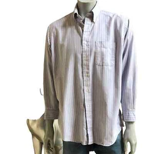 L.L. Bean Striped Cotton Blend Pink Blue Button Down Shirt Men's Size 17-33 - Picture 1 of 6
