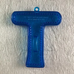 Vintage Letter T Amscan BLUE Plastic Cookie Cutter + Recipe + Sleeve Alphabet - Picture 1 of 1