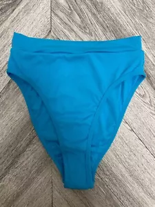 L Space Womens Blue Ribbed Knit Stretch Beach Frenchi Bitsy Cut Bikini Bottom S - Picture 1 of 6
