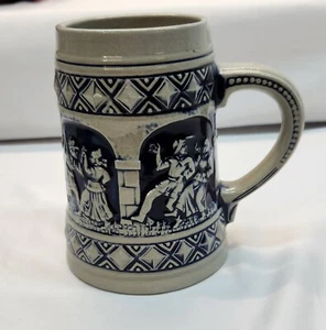 West German Gerz Stoneware Stein Blue On Gray Dancers 5 3/4" - Picture 1 of 6