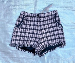 BNWT LADIES " LIPSY " PINK & BLACK FRINGE EDGE BOUCLE SHORTS - UK 8 ! RRP £38 - Picture 1 of 5