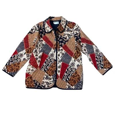 Maggie Sweet Womans Jacket Sz M Petite Quilted Multi Color Button - Image 1 of 4