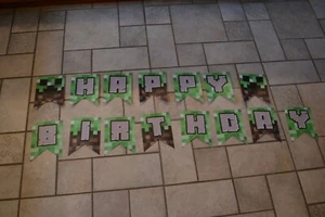 Minecraft Style Pixel Party Happy Birthday Banner Kit New Old Stock  - Picture 1 of 12