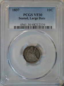 1837 Seated dime, No star, PCGS VF30 - Picture 1 of 3