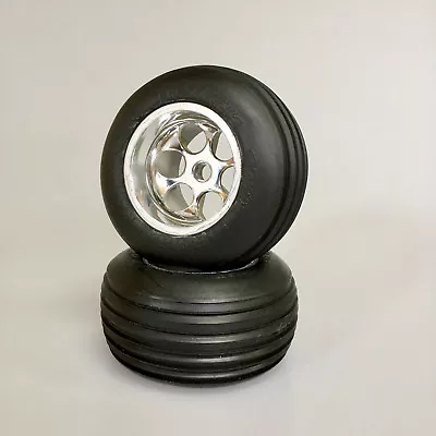 Truggy Tire 1:10 Straight Rail Pro Comp Tire with Chrome Rim ASSO Front FRESH - Image 1 of 2