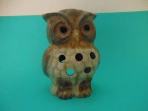 Vintage braune EULE Keramikfigur/Teekerze Weihrauchhalter 3 Zoll - Bild 1 von 3