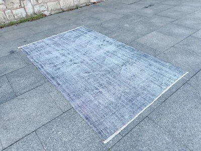 ALFOMBRA BOHO VINTAGE MODERNA GRIS 5x8 anudada a mano lana oushak alfombra turca Foto 1 de 4