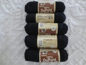 5-3 oz. Skeins National Yarn Crafts NATURA Acrylic #619 BLACK Lot 44581A-L3 YARN - Picture 1 of 5