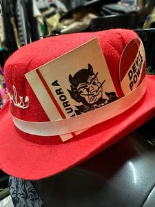 Vintage 1970s Red Felt Devil High School Mascot Supporter Pep Booster Cheer Hat - Picture 1 of 11