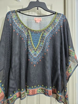 Top boho hippie de gasa transparente caftán patrón indio años 70 de colección talla pequeña enganches Foto 1 de 4
