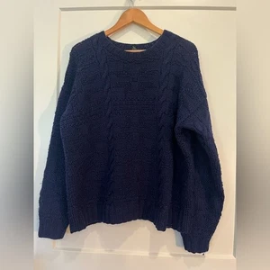Vtg Robinson’s Handknitted Cable 100% Worsted Wool Fisherman Preppy Sweater sz M - Picture 1 of 9