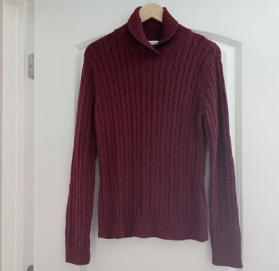 Liz & Co Womens Shawl Neck Collar Knit Sweater Size Large Maroon New with Tags - Image 1 of 4