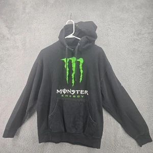 Monster Energy Official Hoodie Mens Large Black Graphic Hoodie Vintage Y2K - Picture 1 of 11