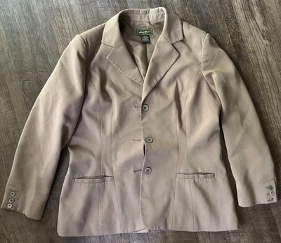 Blazer feminino vintage Eddie Bauer 14 botões carreira clássico minimalista bronzeado - Imagem 1 de 4