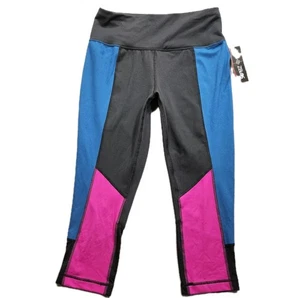 Leggings Zelos Capri Mujer Medianos Color Bloque Rosa Azul Negro Años 80 Aeróbicos Yoga - Imagen 1 de 17