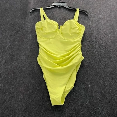 EXPRESS Acanalado Balconette Body Contorno Una Pieza Para Mujer Talla L Amarillo Foto 1 de 4