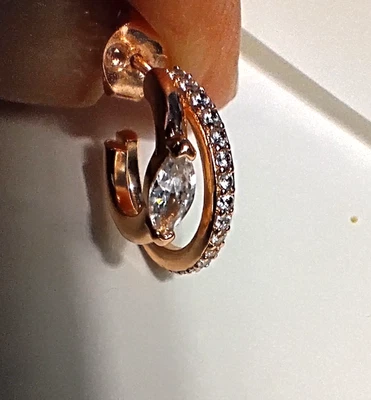 Розовое золото тон стекла маленький Hugger модные серьги трение спинки шикарный фея - Изображение 1 из 4