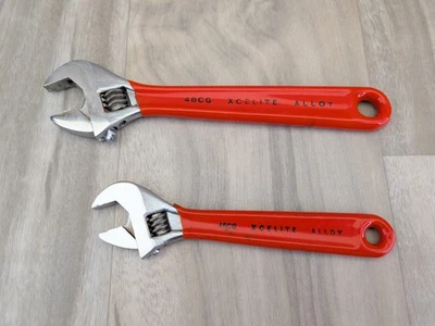 Lot 2 6" & 8" Used XCELITE Alloy Adjustable Wrench 8 Inch Cushion Grip 46CG 48CG - Image 1 of 4