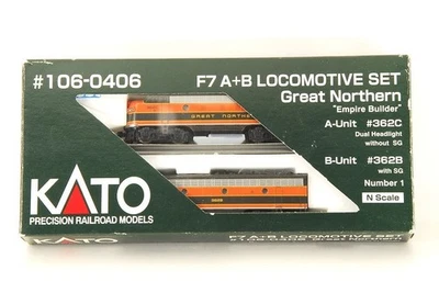 KATO N-Scale #106-0406 F7 A+B LOCOMOTIVE SET Great Northern #362C #362B - Image 1 of 4