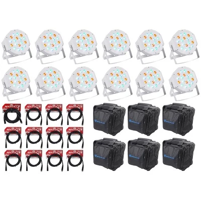 (12) Rockville RockPAR50 WHT LED RGB Par Can DJ/Club DMX Wash Lights+Cables+Bags - Image 1 of 4
