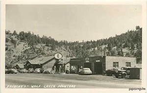 Wolf Creek MT Gas Station Cars RPPC Postcard - Picture 1 of 1