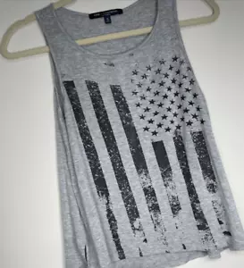 Camiseta sin mangas American Flag One Clothing gris desteñida negra gris fluida tejida talla S - Imagen 1 de 10