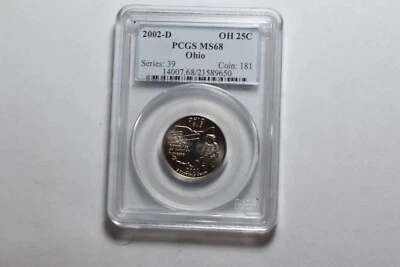 2002 P PCGS MS68  Ohio State Quarter With Flag - Image 1 of 2