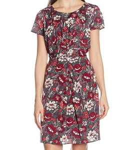 Yumi London Rose Print Origami Pleats Tea Dress Grey Multicolor Pick Your Size - Picture 1 of 8