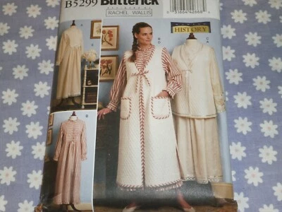 BUTTERICK 5299 MISSES NIGHTGOWN VEST ROBE & BONNET PATTERN-UNCUT-L-X-16-22 - Image 1 of 3