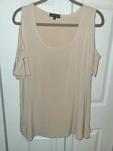 Women's Top, 1X, Slinky Brand, NWOT, Cold Shoulder, Beige, Travel, Nice! - Picture 1 of 11