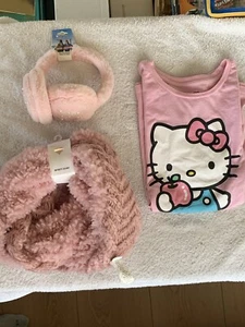Children’s Place Infinity Scarf, Wrap Behind Head Ear Band & Hello Kitty Shirt - Picture 1 of 8