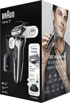 Braun Series 7 Rasoio Elettrico Barba, Rifinitore Di Precisione EasyClick, Stazi - Immagine 1 di 4