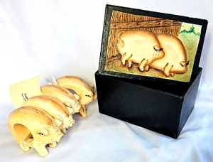 4 Pig Napkin Holders by Saparna Unused with Original Box OINK OINK - Picture 1 of 7