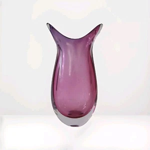 Murano Amethyst Oball Fischschwanz Kunst Glas Vase - Bild 1 von 14