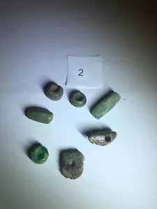 Perline di giada fine precolombiane Maya autentiche altamente lucide (7) insieme - Foto 1 di 4