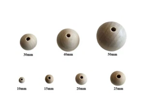 Holzkugeln natur Ø10-50mm Rohholzkugeln mit Bohrung - Bild 1 von 8