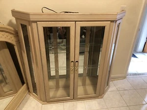 Display Cabinet / Trophy Case With Glass Doors, Mirrored Back, Built In Lights - Picture 1 of 5