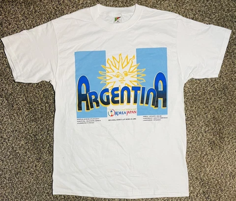 DS New-Vintage 2002 FIFA Team Argentina Korea Japan World Cup T-Shirt Sz Large Cover