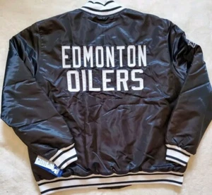 Edmonton Oilers🏒 NHL Black Ice Starter Jacket Quilt Lined Full Snap Sz 2XL 🥶 - Picture 1 of 20