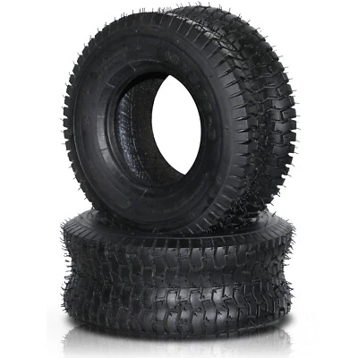 2pcs 13x5.00-6 Lawn Mower Tractor Turf Tires 4 Ply Tubeless Black Rubber - Image 1 of 4