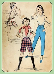 Mädchen Tapered HOSE Bermuda SHORTS ADVANCE 8658 Vintage 1958 Schnittmuster - Bild 1 von 4