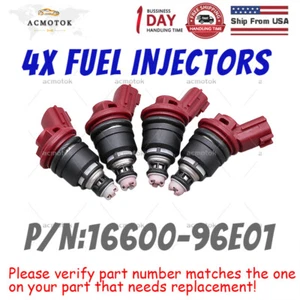 JUEGO (4) Inyectores de Combustible Para Nissan 240SX Altima # 16600-96E01 - Imagen 1 de 5