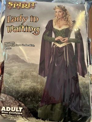 NUEVO Disfraz Dama en Espera Adulto, Corona, Morado Verde Dorado, Talla XL 12-14 Foto 1 de 4