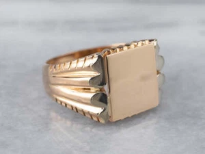 Anillo de sello vintage de oro 18K en dos tonos - Imagen 1 de 10