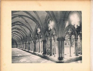 DOS FOTOGRAFÍAS/IMPRESIONES DE LA CATEDRAL DE SALISBURY INCLUYENDO CLAUSTROS C1890 - Imagen 1 de 2