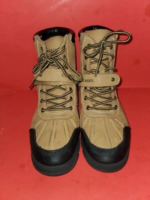 US Polo ASSN Resistente Botines Altos Niños Talla 4.5 Marrón Encaje Cuero Foto 1 de 4