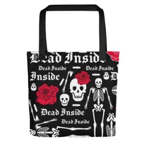 Dead Inside Skelette und Rosen maßgeschneiderter Druck schwarze Tragetasche Punk Goth - Bild 1 von 1