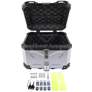 Motorcycle Top Box Luggage Storage Case Al Alloy Tail Carrier Trunk Silver 45L - Picture 1 of 12