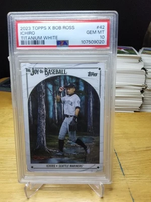 2023 Topps Bob Ross Joy of Baseball Ichiro Suzuki Titanio Blanco/35 PSA 10 Foto 1 de 2