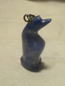 Tier geschnitzter Anhänger Vintage blauer Stein Vintage - Bild 1 von 13